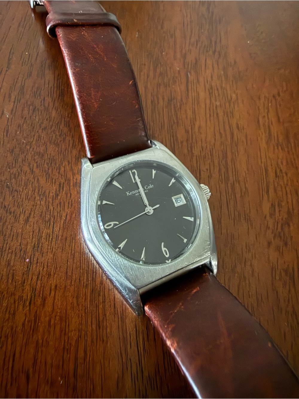 Kenneth Cole Black Dial Watch with Brown Leather Strap